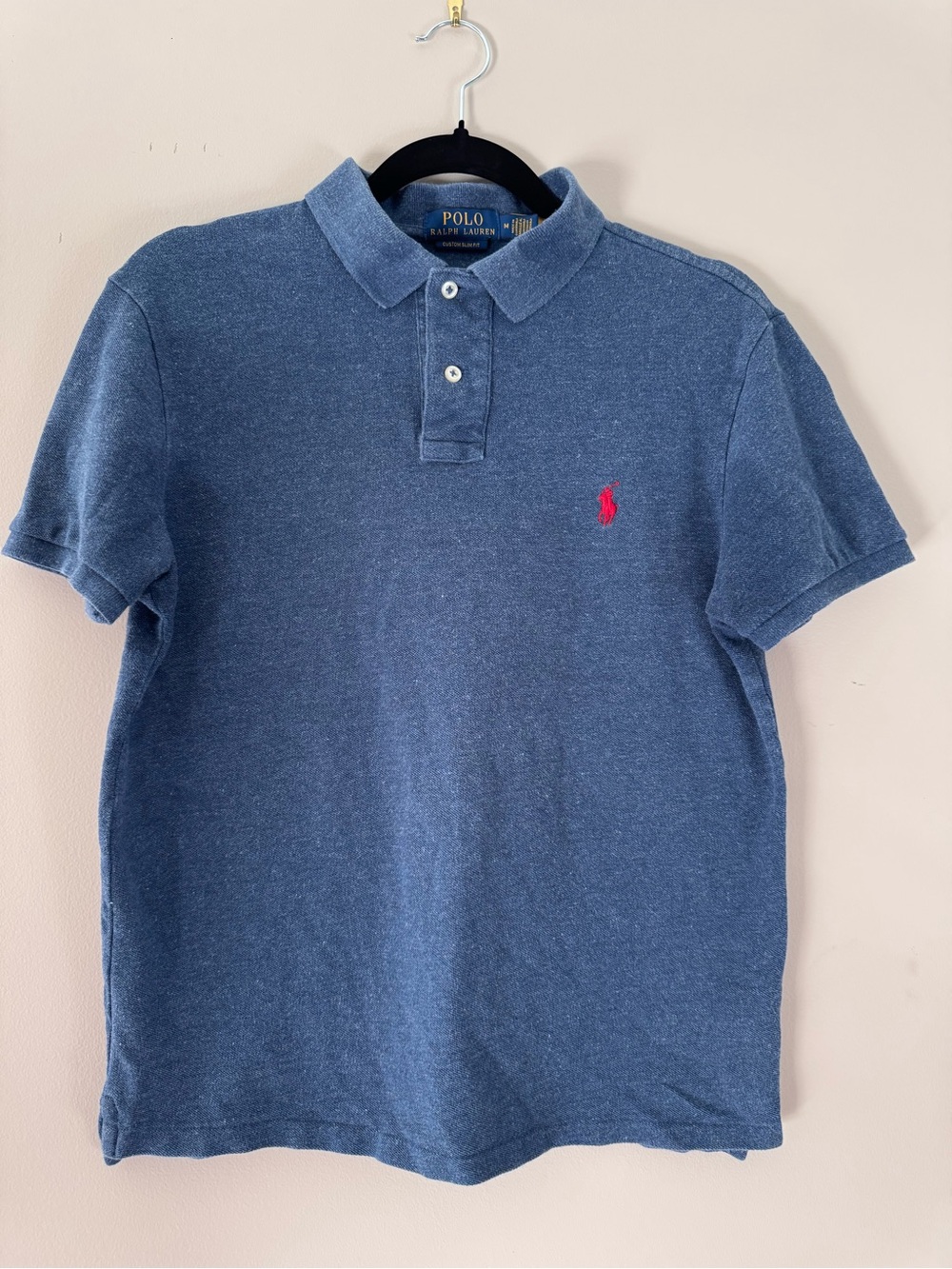 Polo Ralph Lauren Custom Slim Fit Blue Cotton Polo Shirt Mens M